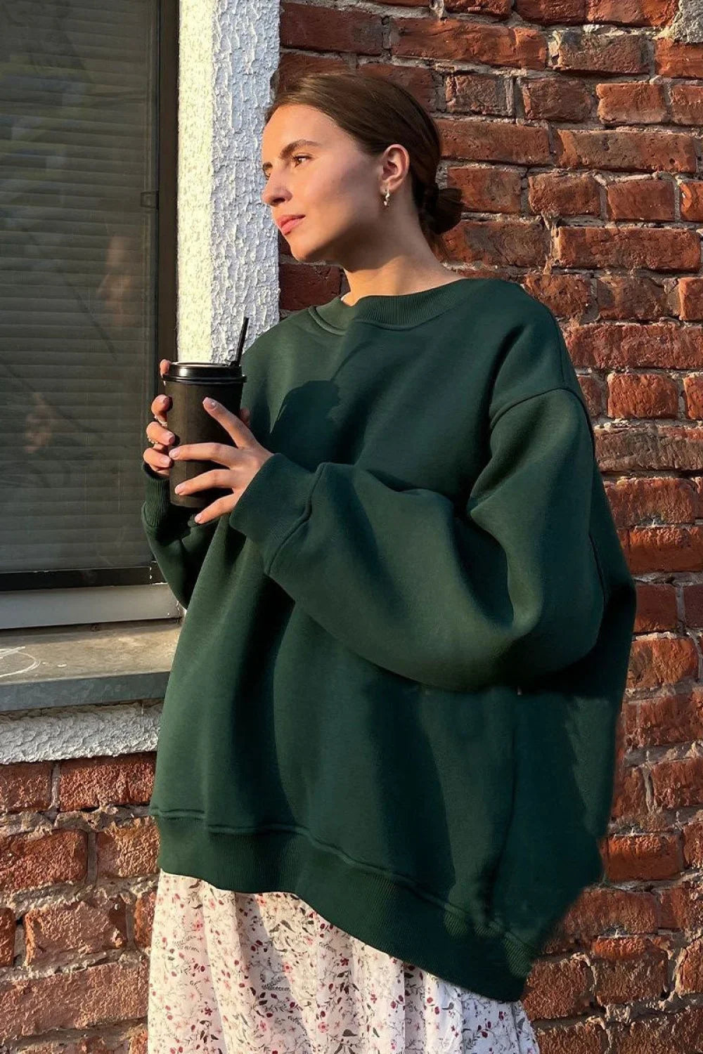Minimalist Solid Crew Neck Oversize Sweatshirt
