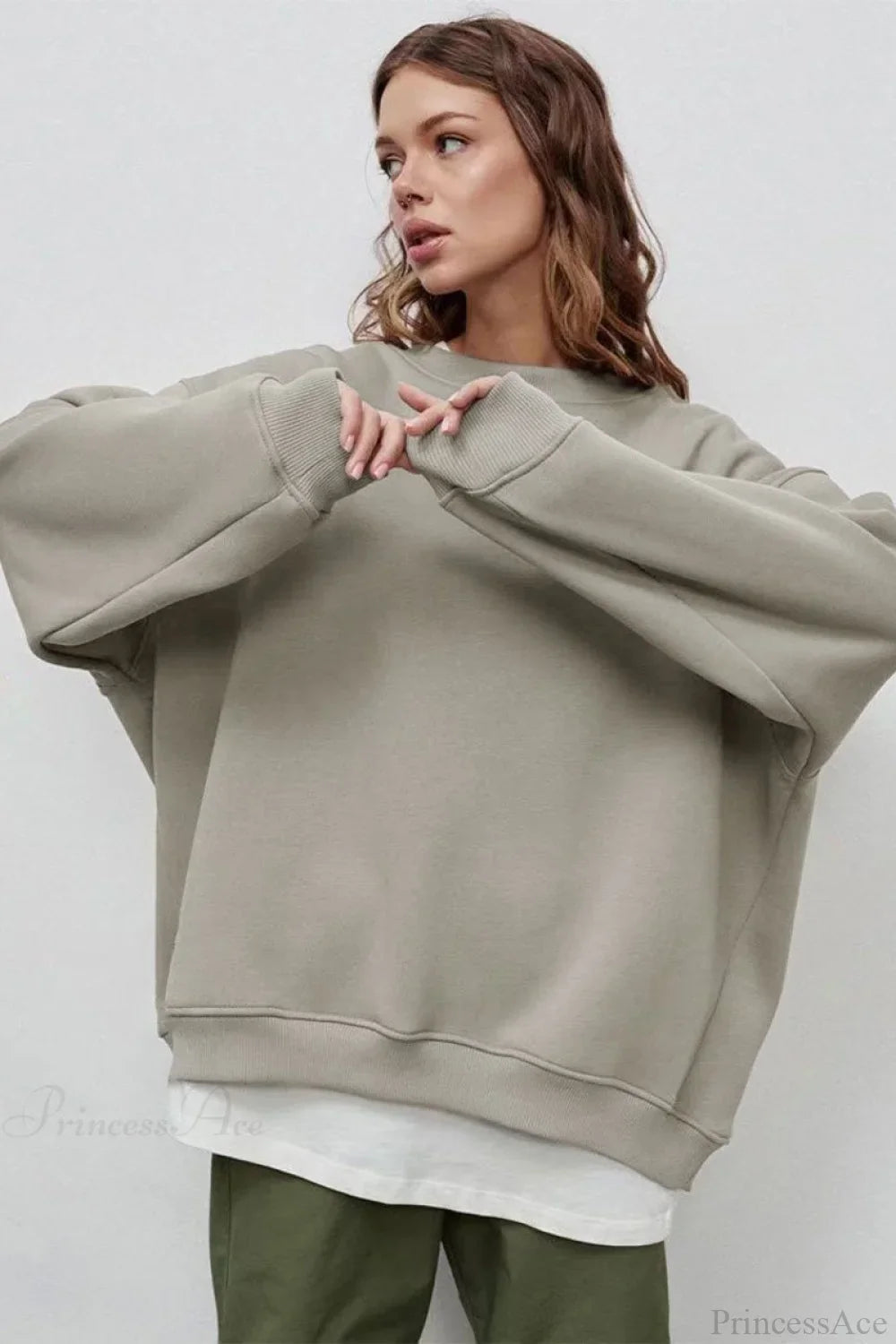 Minimalist Solid Crew Neck Oversize Sweatshirt