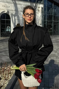 Minimalist Waist Tie Collar Long Sleeve Trench Coat