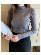 Mockneck Solid Cashmere Pullover Elegant Knit Top