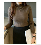 Mockneck Solid Cashmere Pullover Elegant Knit Top
