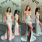 Modernes langes Meerjungfrauen-Abendkleid mit Seitenschlitz und Herzausschnitt