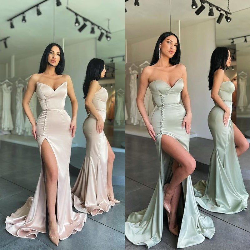 Modern Mermaid Long Prom Dress With Side Slit Sweetheart