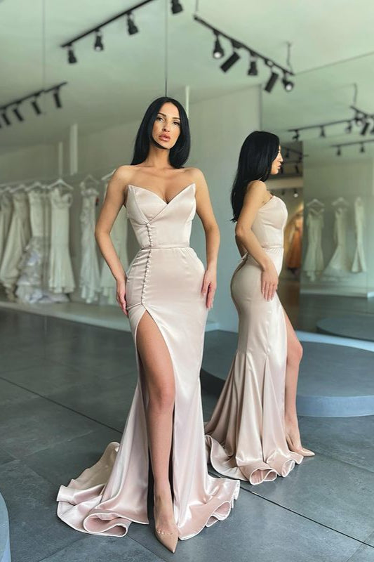 Modern Mermaid Long Prom Dress With Side Slit Sweetheart