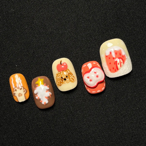 Hot SaleChristmas Puppy NailsHandmade Artificial Gel Nail Press-On Nails