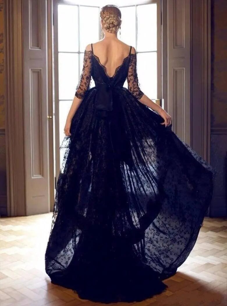 Schwarzes Gothic-Hochzeitskleid