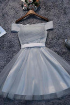 Vestidos de fiesta cortos de tul sin hombros, vestidos de regreso a casa