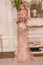 Schulterfreies langes Ballkleid