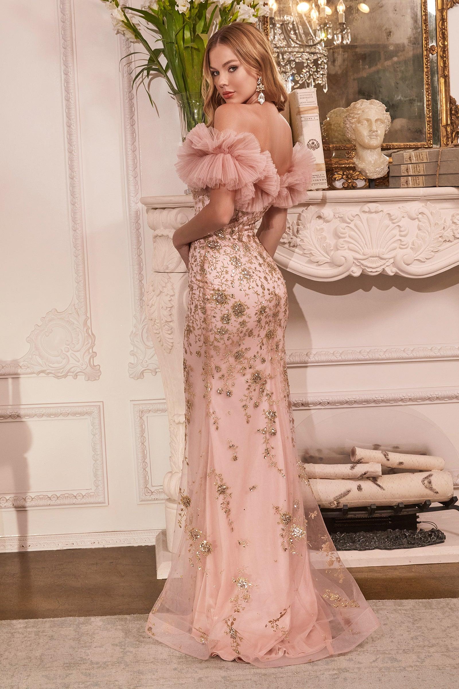 Schulterfreies langes Ballkleid