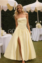 Off Shoulder Split Fitted Elegant Maxi Dress