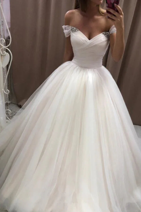 Trägerloses Tüll-Herzausschnitt-Brautkleid