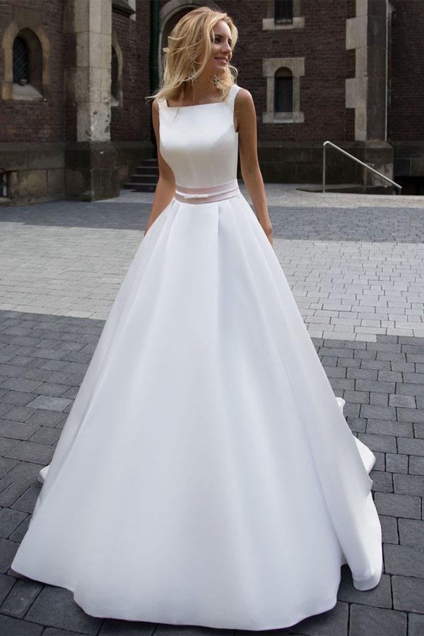 On Sale Princess Simple A-line Satin  Wedding Dresses