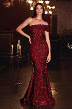 One Shoulder Long Mermaid Prom Sequin Dress