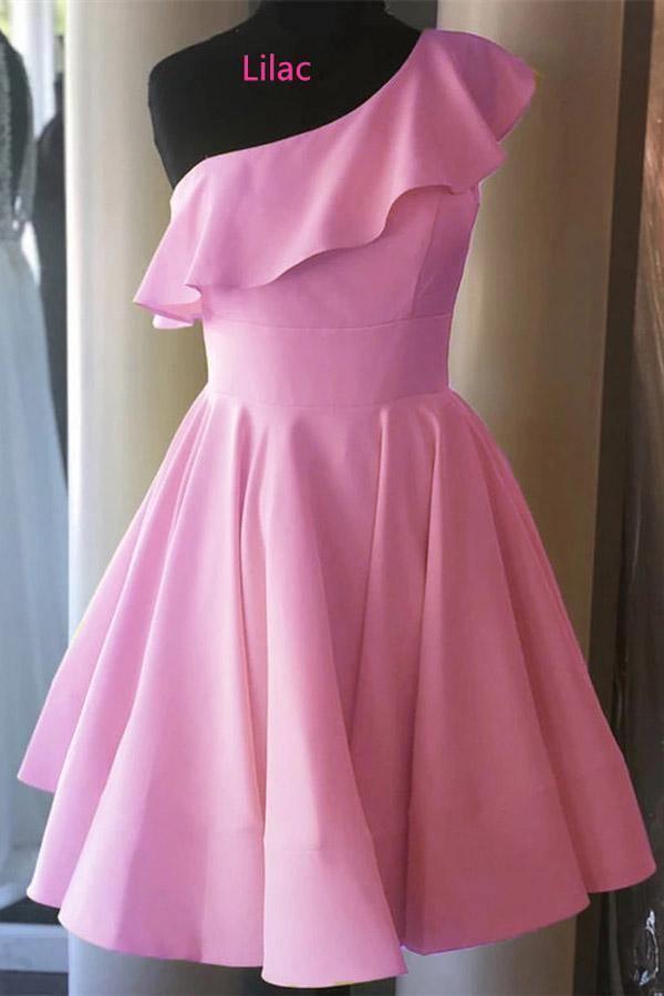 Vestido corto de fiesta de graduación y regreso a casa con volantes de un solo hombro