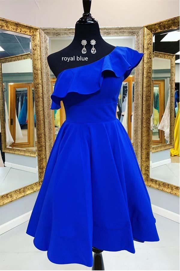 Vestido corto de fiesta de graduación y regreso a casa con volantes de un solo hombro