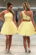 One Shoulder Chic Tulle Homecoming Dress Cute Graduation Dress