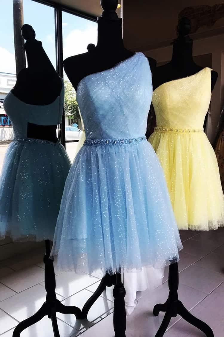 One Shoulder Chic Tulle Homecoming Dress Cute Graduation Dress