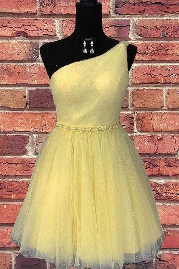 One Shoulder Chic Tulle Homecoming Dress Cute Graduation Dress