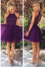 Open Back Halter Beaded Homecoming Cocktail Dresses