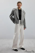 Peak Lapel Blazer Style Wool Loose Coat