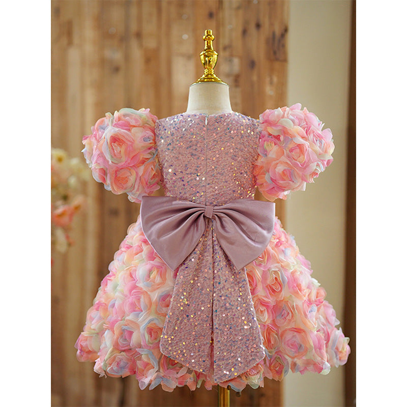 Lindo vestido de flores para concurso de belleza de niña, vestido de princesa de primera comunión para niña pequeña 