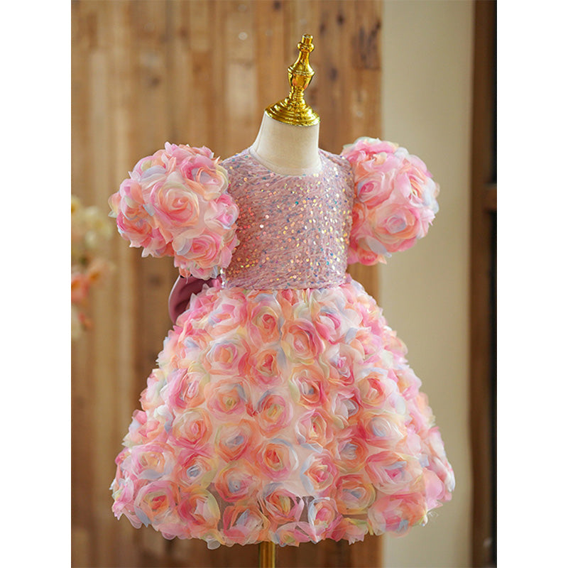 Lindo vestido de flores para concurso de belleza de niña, vestido de princesa de primera comunión para niña pequeña 