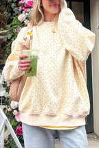 Polka Dot Cute Crew Neck Pull-On Sweatshirt
