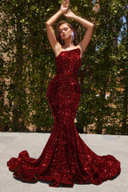 Long Strapless Prom Dress