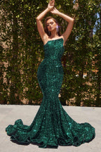 Long Strapless Prom Dress