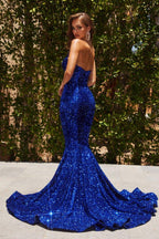 Long Strapless Prom Dress