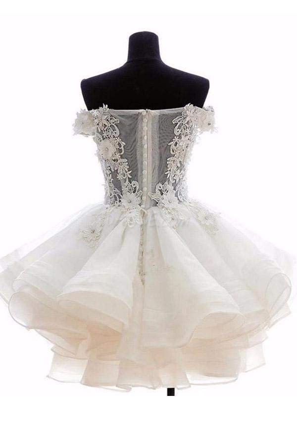 Pretty Off Shoulder Organza Short Homecoming Dresses