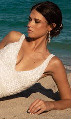Jeweled Waistband Sleeveless Short Bridal Dress