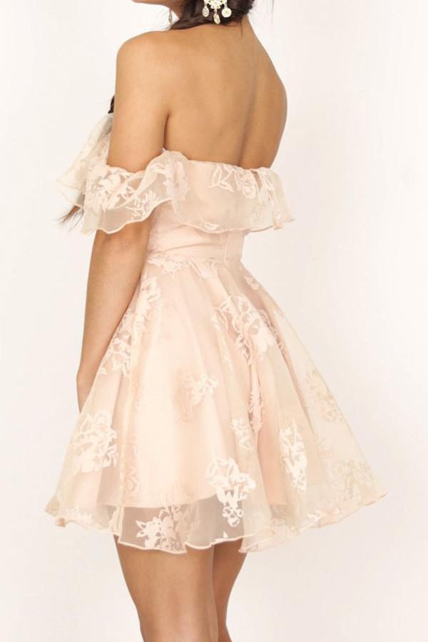 Princess Off the shoulder Ruffle Homecoming Dress Short Party Dress
