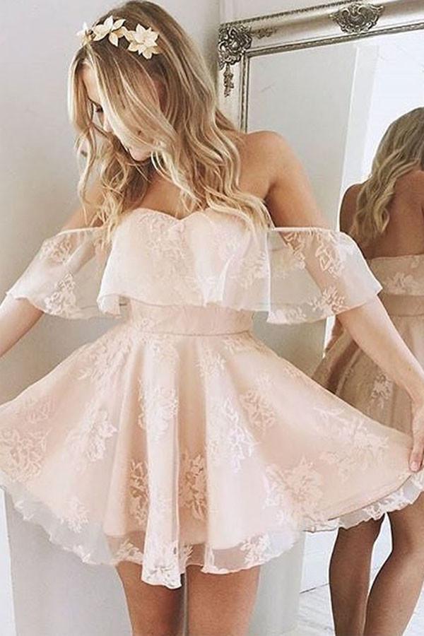 Princess Off the shoulder Ruffle Homecoming Dress Short Party Dress