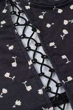 Printed Cutout Tie Strapless Cami Top