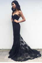 Meerjungfrau Spitze Neckholder Langes Ballkleid, Schickes Partykleid, Abendkleider