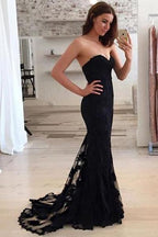 Meerjungfrau Spitze Neckholder Langes Ballkleid, Schickes Partykleid, Abendkleider