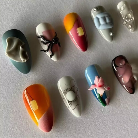 Hot SaleFlowers and SpidersHandmade Artificial Gel Nail Press-On Nails