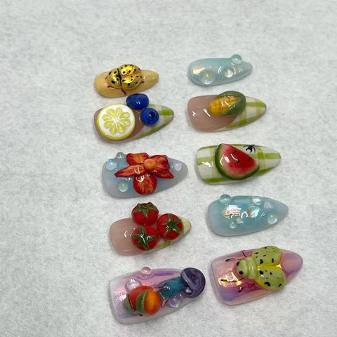 Hot SaleFruit WorldHandmade Artificial Gel Nail Press-On Nails