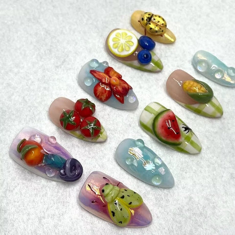 Hot SaleFruit WorldHandmade Artificial Gel Nail Press-On Nails