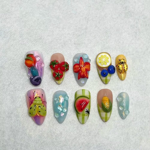 Hot SaleFruit WorldHandmade Artificial Gel Nail Press-On Nails