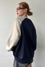 Raglan Sleeve Color Block Crew Neck Relaxed Sweatshirt