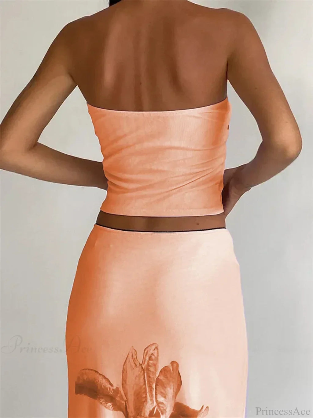 Retro Floral Strapless Backless Party Crop Top