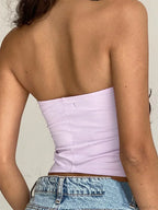 Retro Floral Strapless Backless Party Crop Top
