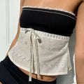 Retro Lace Trim Strapless Tube Crop Top