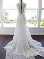 Vestido de Novia de Gasa con Encaje Romántico para Playa