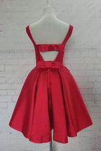 Vestido de fiesta corto de satén de corte A con cuello redondo y diseño lindo, para baile de graduación o regreso a casa