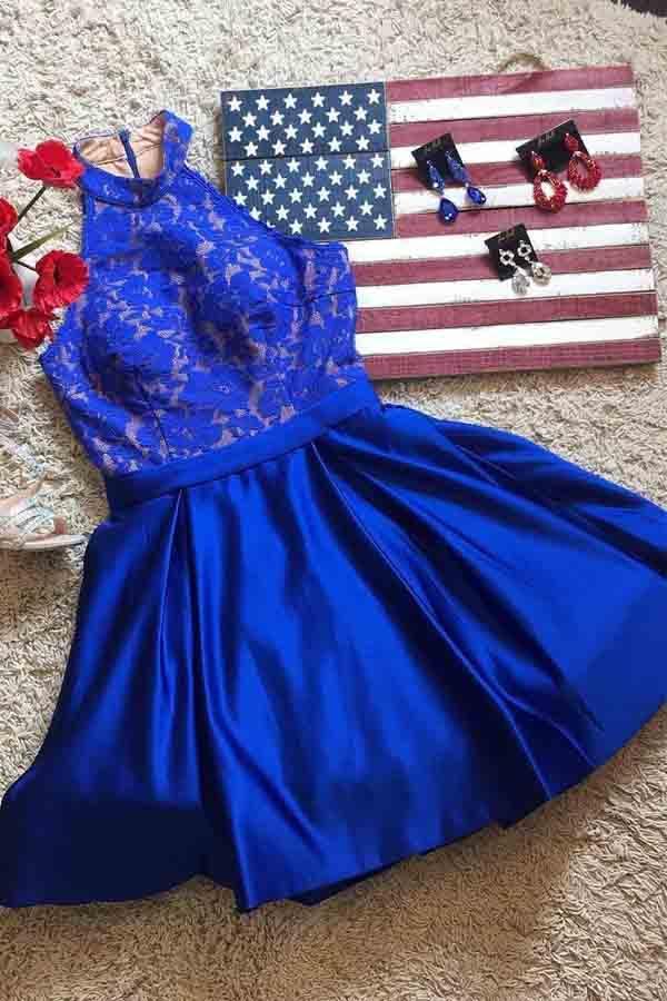 Halter Satin Short Prom Dresses Homecoming Dresses