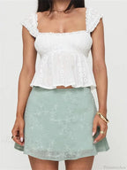 Ruched Casual Lace Grunge Aesthetic Crop Top
