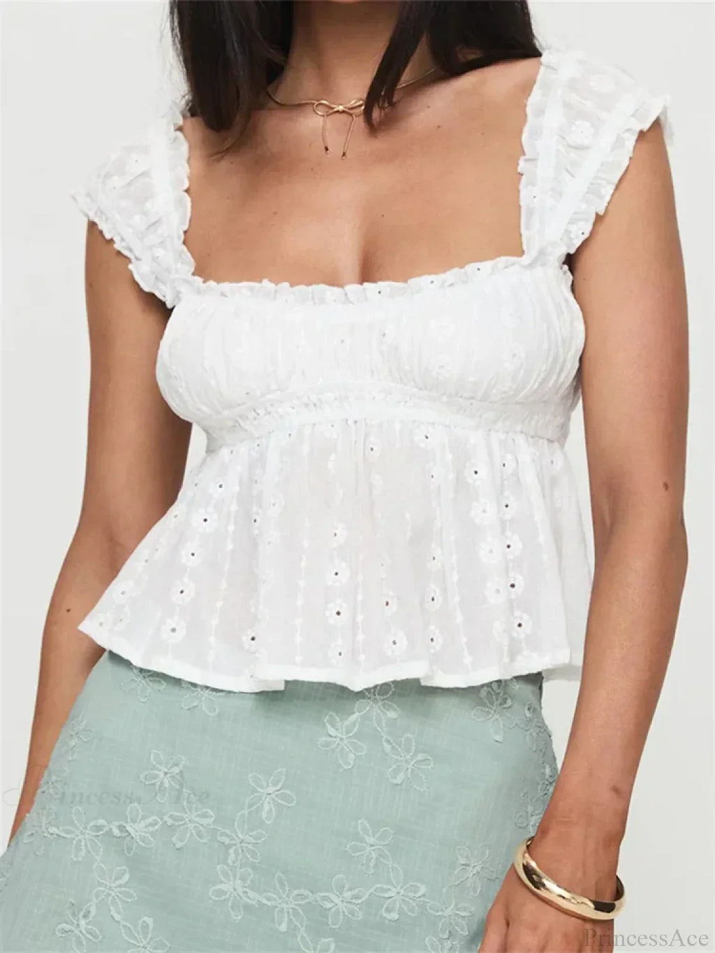Ruched Casual Lace Grunge Aesthetic Crop Top